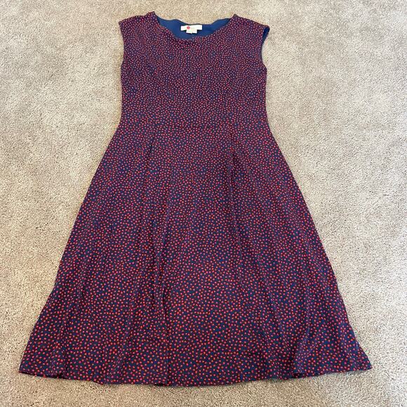 Boden Women's‎ Fit and Flare Dress High Neck Blue Red Flowers Size 6P - Picture 6 of 9